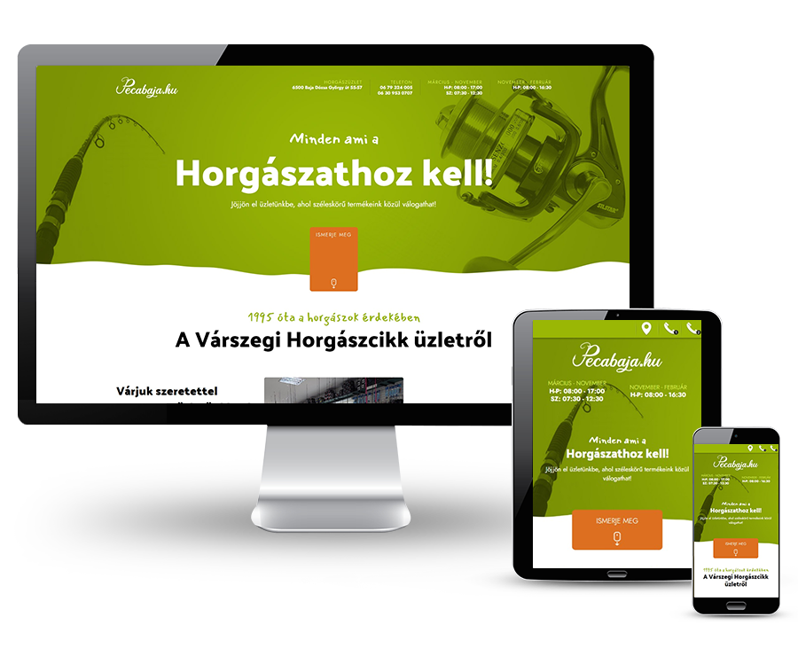 Pecabaja.hu - Várszegi horgászcikk üzlet - reszponzív weboldal készítés