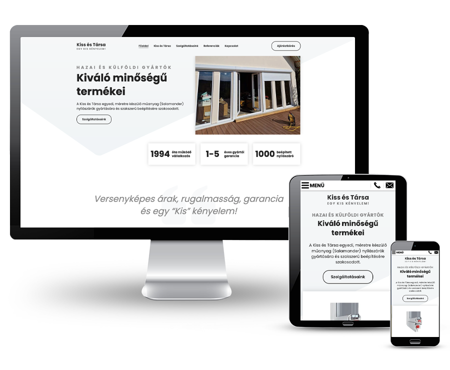 Kissestarsa.hu - Kiss és Társa - Egyedi, méretre készülő műanyag nyílászárók - reszponzív weboldal készítés