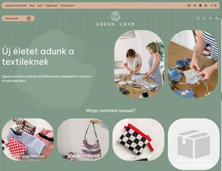 Green Crab - Újrahasznált anyagokból praktikus tárgyak webáruházának elkészítése a Demján Sándor programban Green Crab - Újrahasznált anyagokból praktikus tárgyak webáruházának elkészítése a Demján Sándor programban