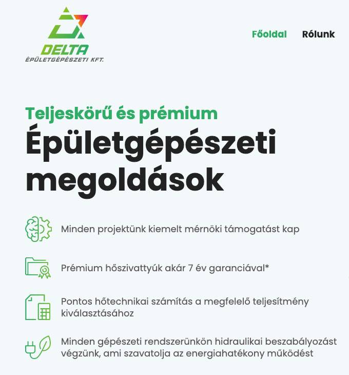 Deltagepesz.hu - Hőszivattyúk, épületgépészet - Delta Gépész - reszponzív weboldal készítés