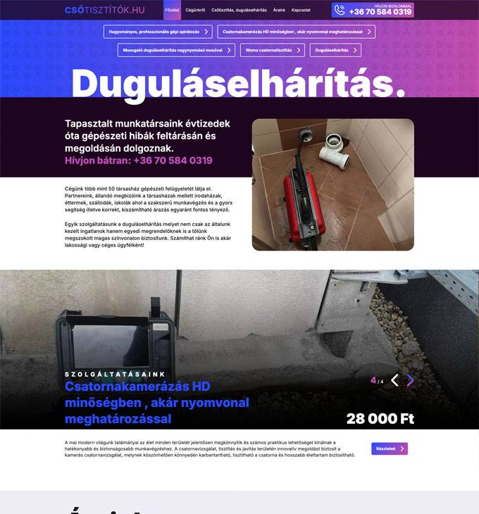 Csotisztitok.hu - Duguláselhárítás, csatornatisztítás - reszponzív weboldal készítés