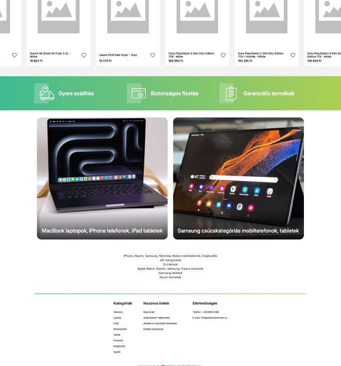 Alexandermobil.hu - Alexander Mobil - Mobiltelefon, tablet, műszaki webáruház - reszponzív webshop készítés