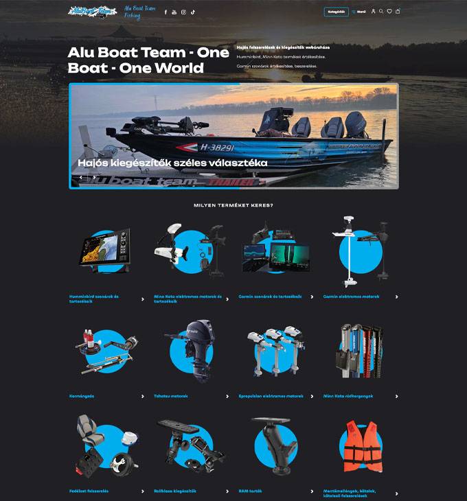 Aluboatteam.hu - Hajós felszerelések és kiegészítők webáruháza - reszponzív webshop készítés