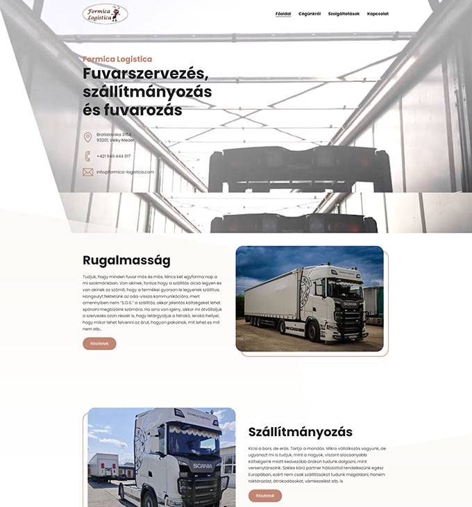 Formica-logistica.com - fuvarszervezés, szállítmányozás és fuvarozás - reszponzív weboldal készítés