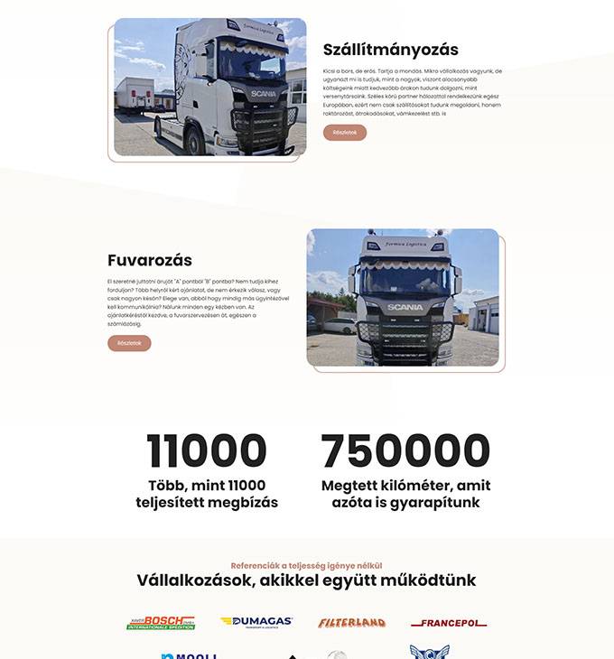 Formica-logistica.com - fuvarszervezés, szállítmányozás és fuvarozás - reszponzív weboldal készítés