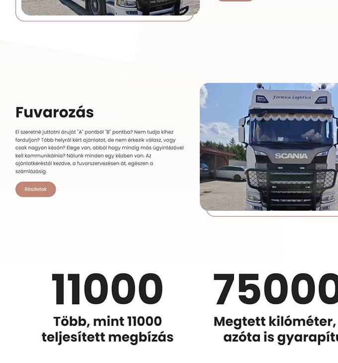 Formica-logistica.com - fuvarszervezés, szállítmányozás és fuvarozás - reszponzív weboldal készítés