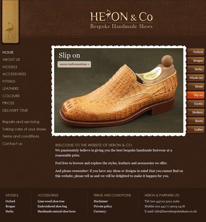 heronbespokeshoes.co.uk weboldal