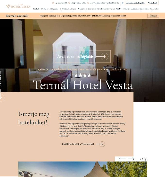 Vestahotel.hu - Termál Hotel Vesta, wellness Tápiószecsőn - reszponzív weboldal készítés