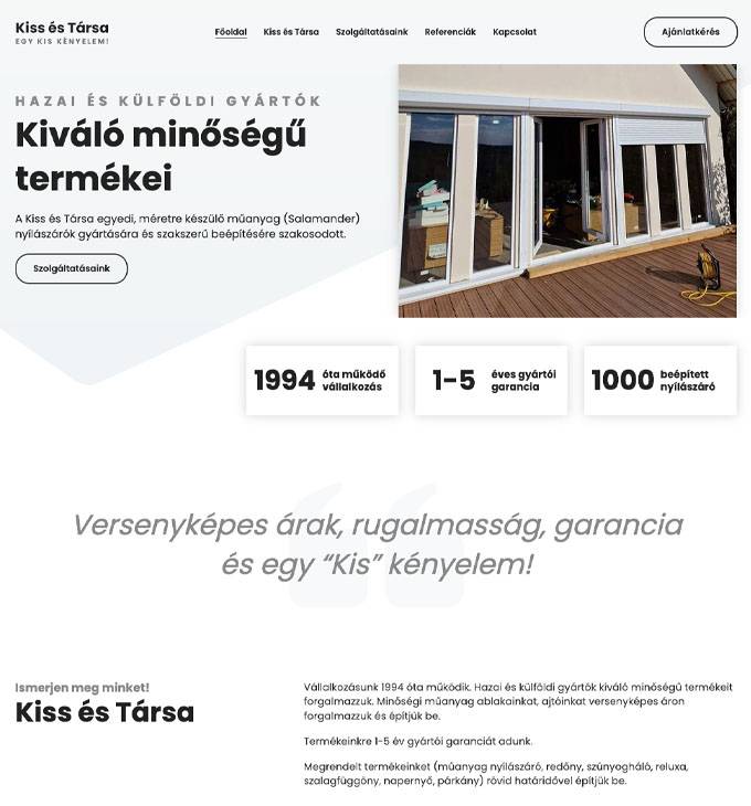 Kissestarsa.hu - Kiss és Társa - Egyedi, méretre készülő műanyag nyílászárók - reszponzív weboldal készítés