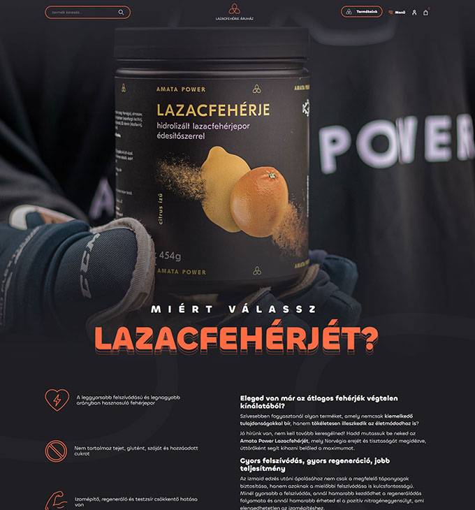Lazacfeherjearuhaz.hu - Lazacfehérje webáruház - reszponzív webshop készítés